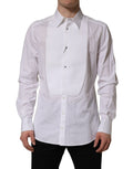 Dolce & Gabbana White GOLD Long Sleeves Bib Men Dress Shirt