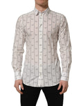 Dolce & Gabbana White Bee Print Cotton GOLD Fit Dress Shirt