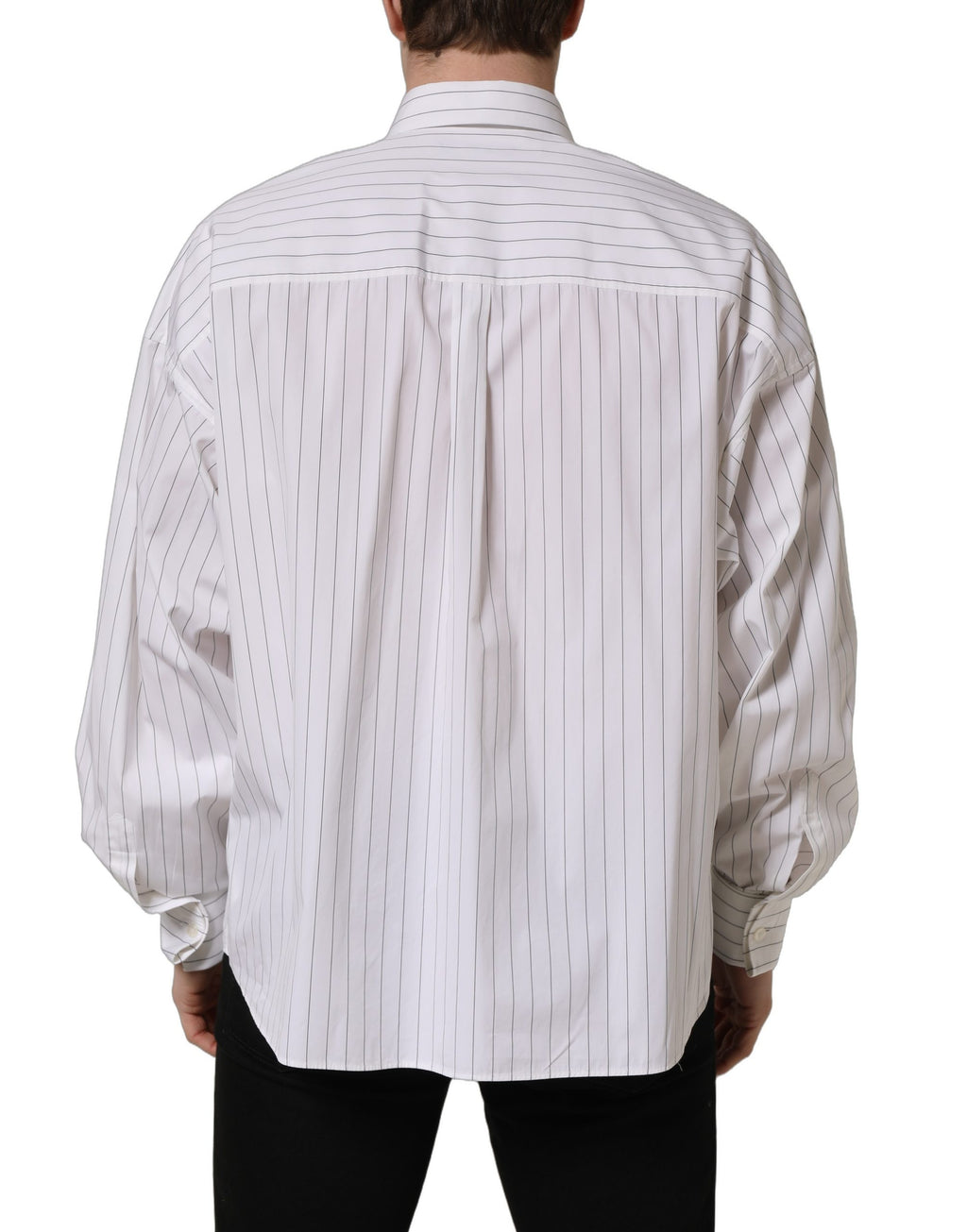 Dolce & Gabbana White Stripes Cotton Men Formal Dress Shirt