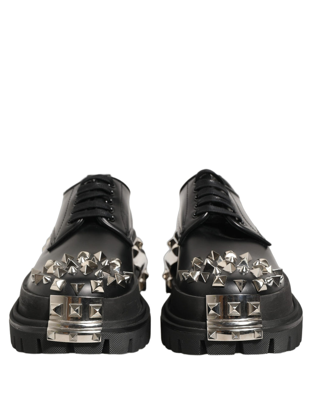 Dolce & Gabbana Black Leather Studded Hi-Trekking Derby Shoes