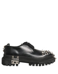Dolce & Gabbana Black Leather Studded Hi-Trekking Derby Shoes