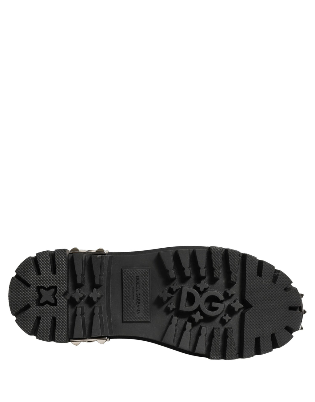 Dolce & Gabbana Black Leather Studded Hi-Trekking Derby Shoes