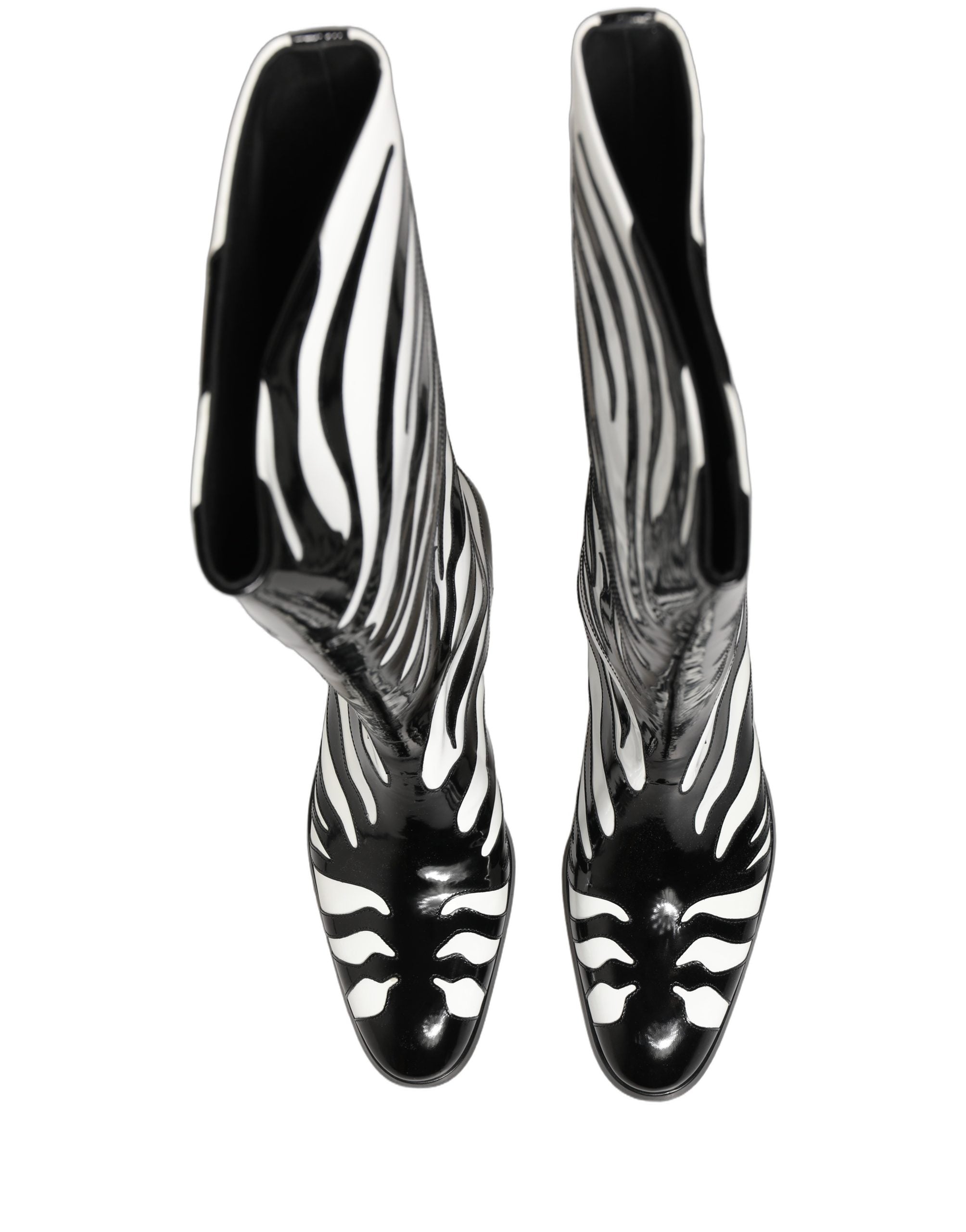Dolce & Gabbana Black White Zebra Knee High Men Boots Shoes