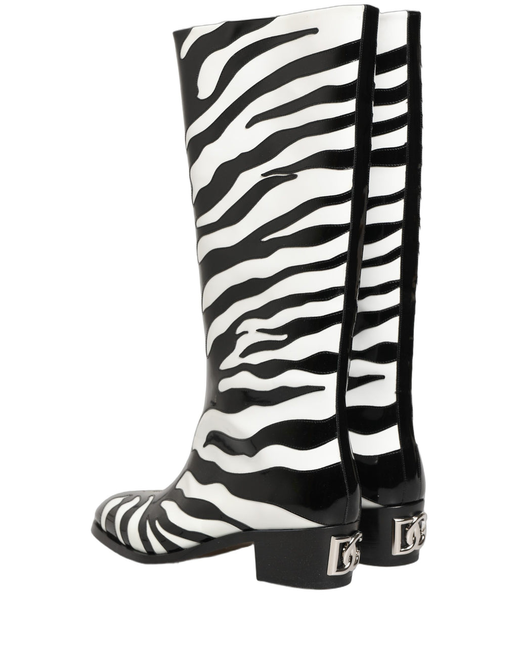 Dolce & Gabbana Black White Zebra Knee High Men Boots Shoes