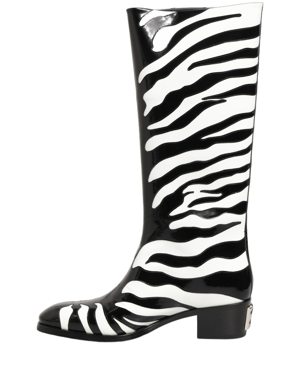 Dolce & Gabbana Black White Zebra Knee High Men Boots Shoes