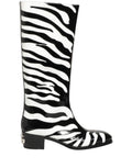 Dolce & Gabbana Black White Zebra Knee High Men Boots Shoes