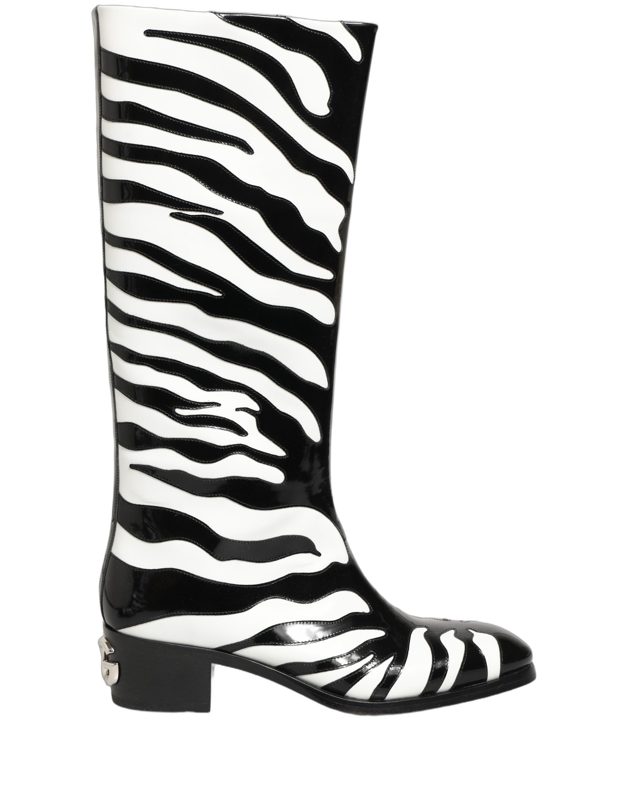 Dolce & Gabbana Black White Zebra Knee High Men Boots Shoes