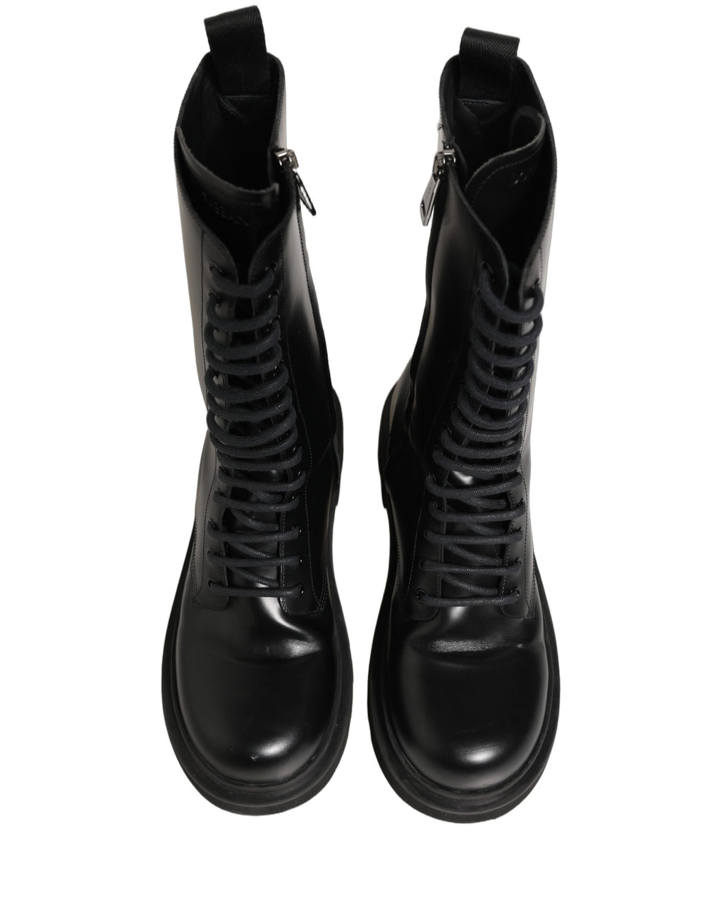 Dolce & Gabbana Black Leather Lace Up Men Combat Boots Shoes