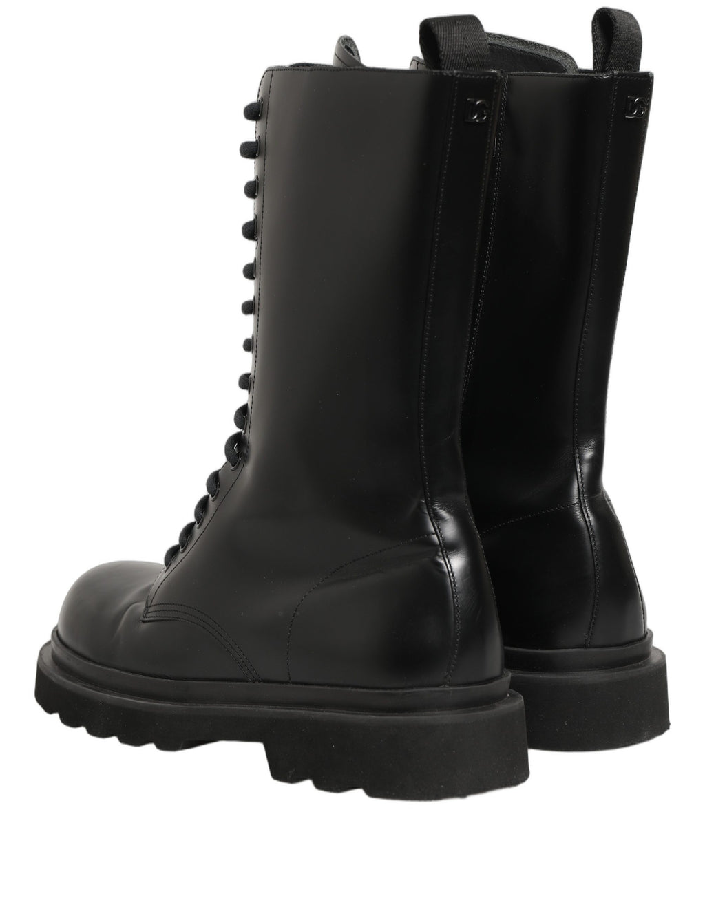 Dolce & Gabbana Black Leather Lace Up Men Combat Boots Shoes