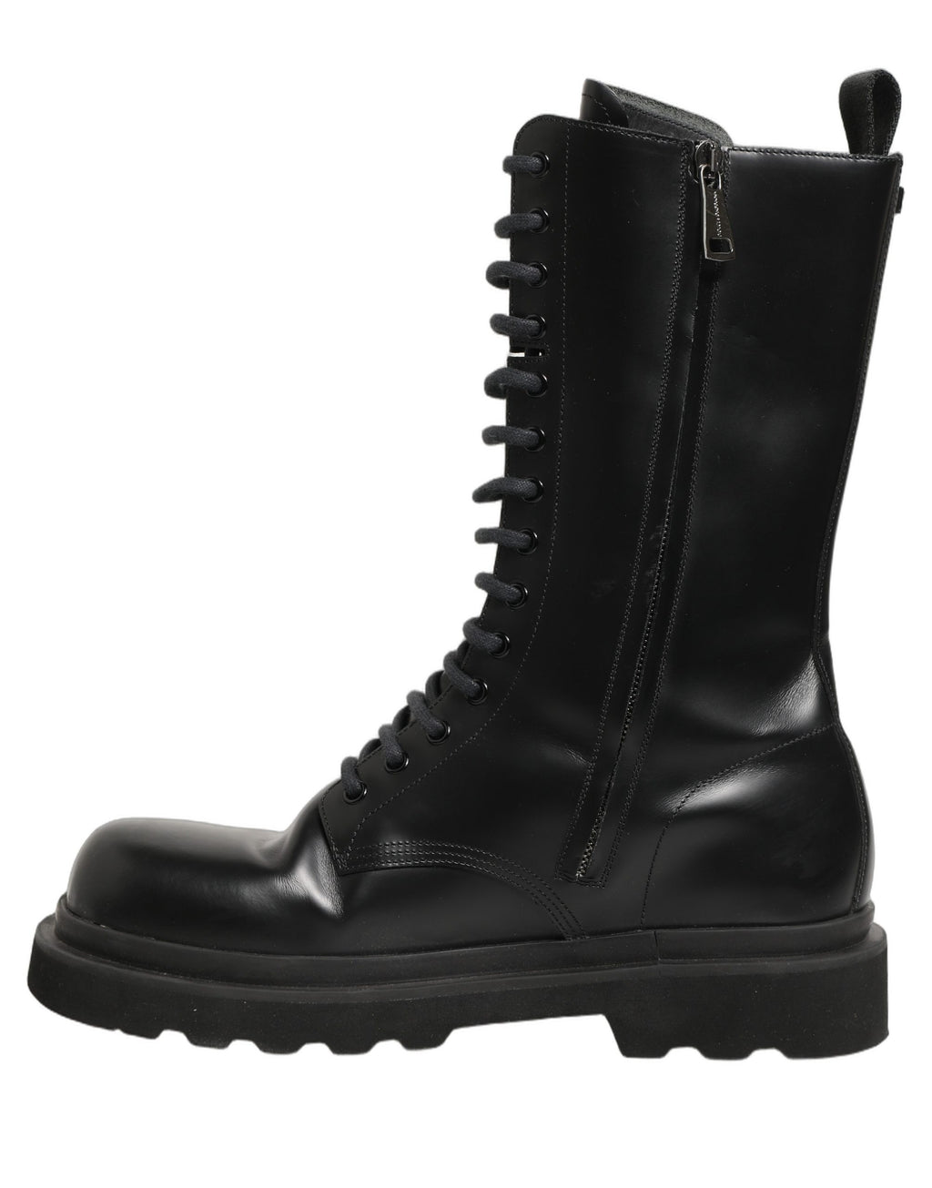 Dolce & Gabbana Black Leather Lace Up Men Combat Boots Shoes
