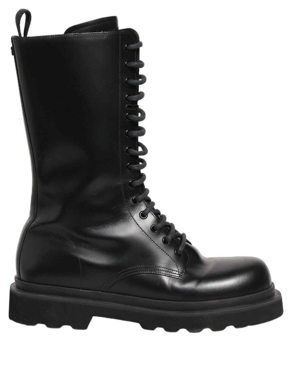 Dolce & Gabbana Black Leather Lace Up Men Combat Boots Shoes