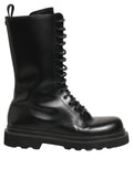 Dolce & Gabbana Black Leather Lace Up Men Combat Boots Shoes