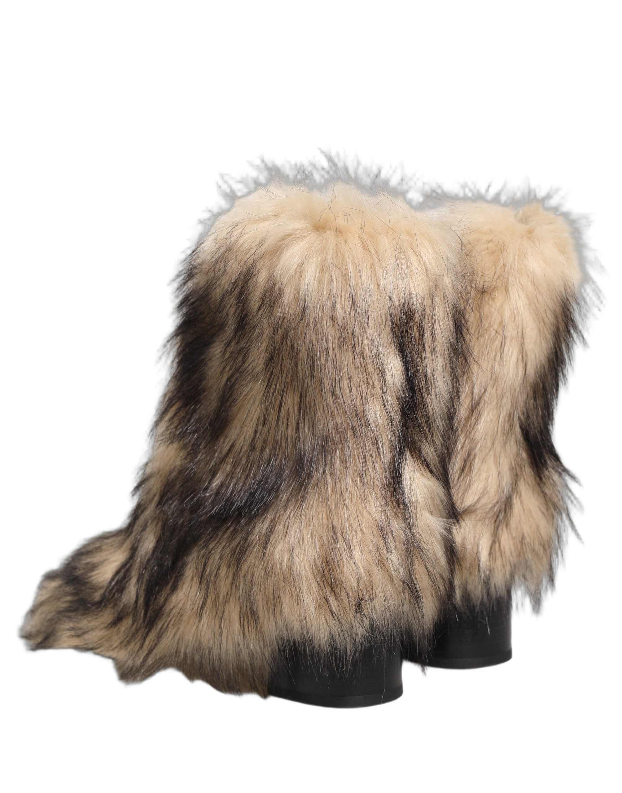 Dolce & Gabbana Brown Faux Fur Mid Calf Men Boots Shoes
