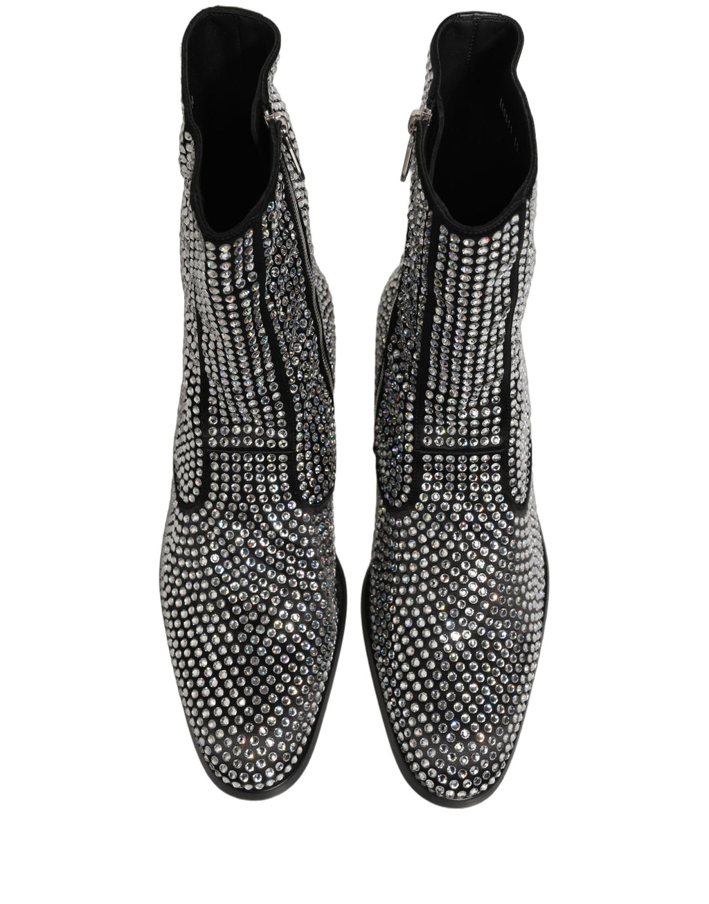 Dolce & Gabbana Black Crystal Embellished Ankle Boots Shoes
