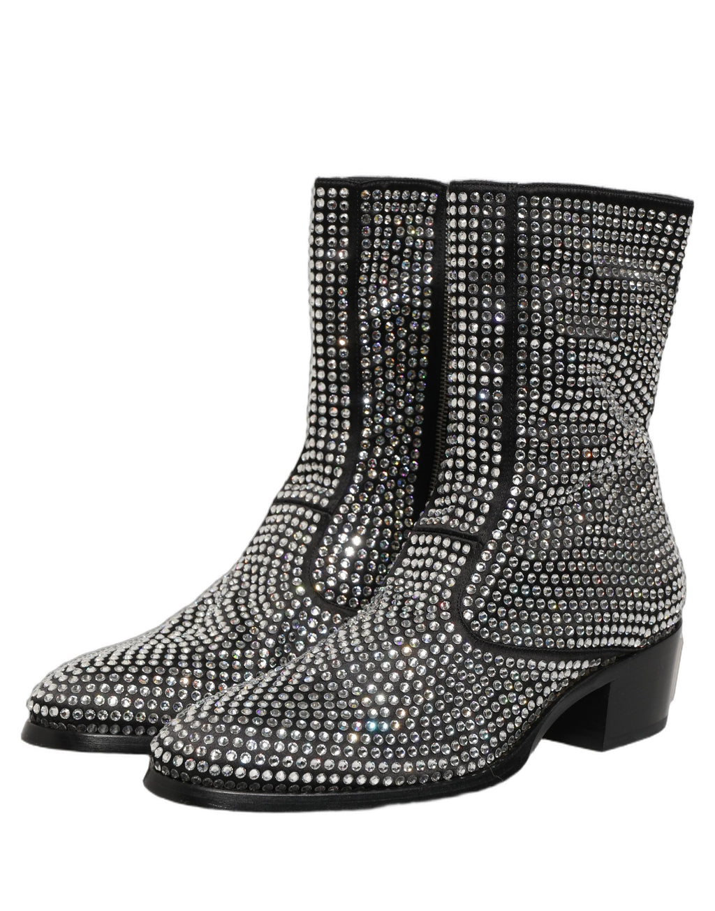 Dolce & Gabbana Black Crystal Embellished Ankle Boots Shoes