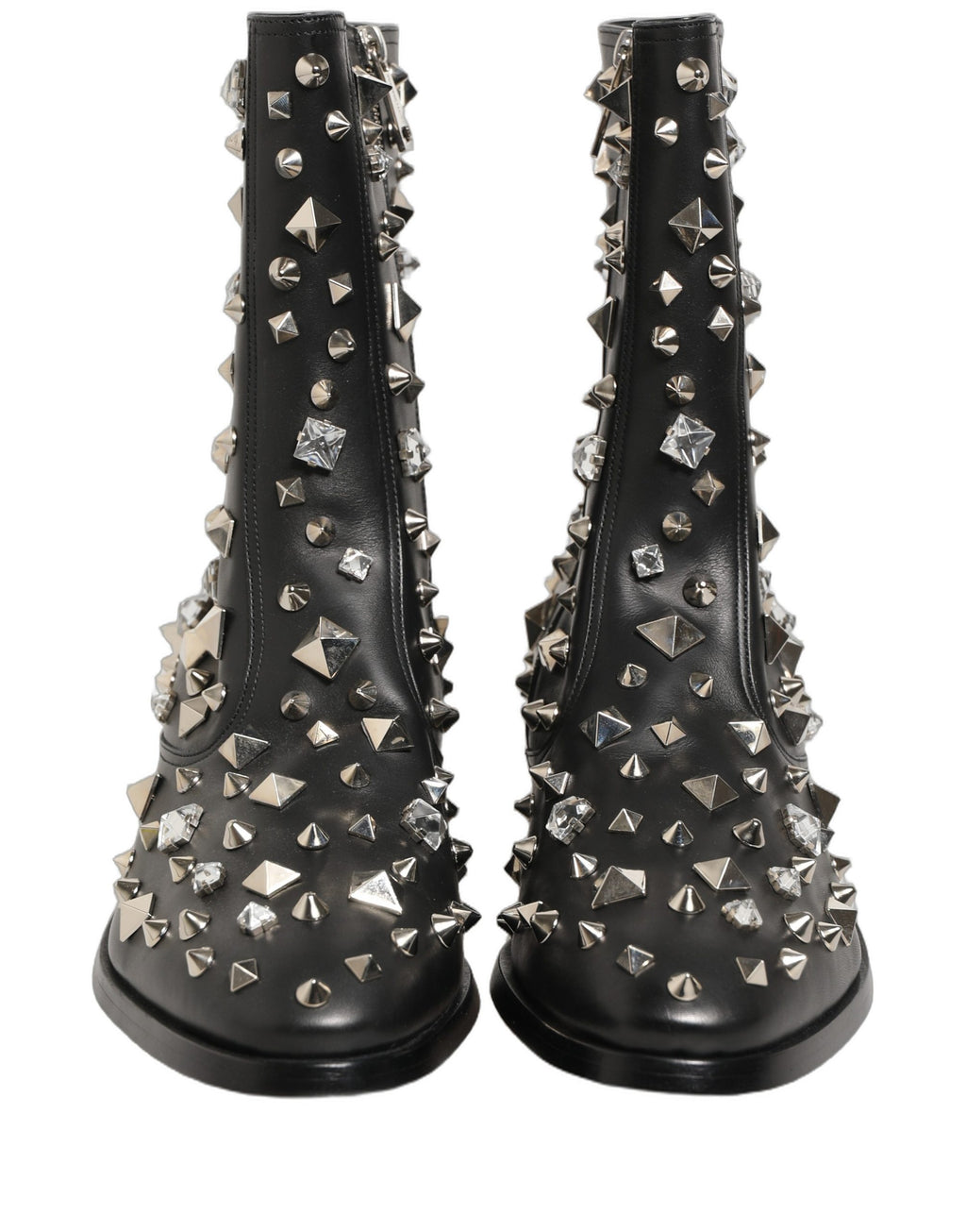 Dolce & Gabbana Black Crystal Embellished Short Boots Shoes