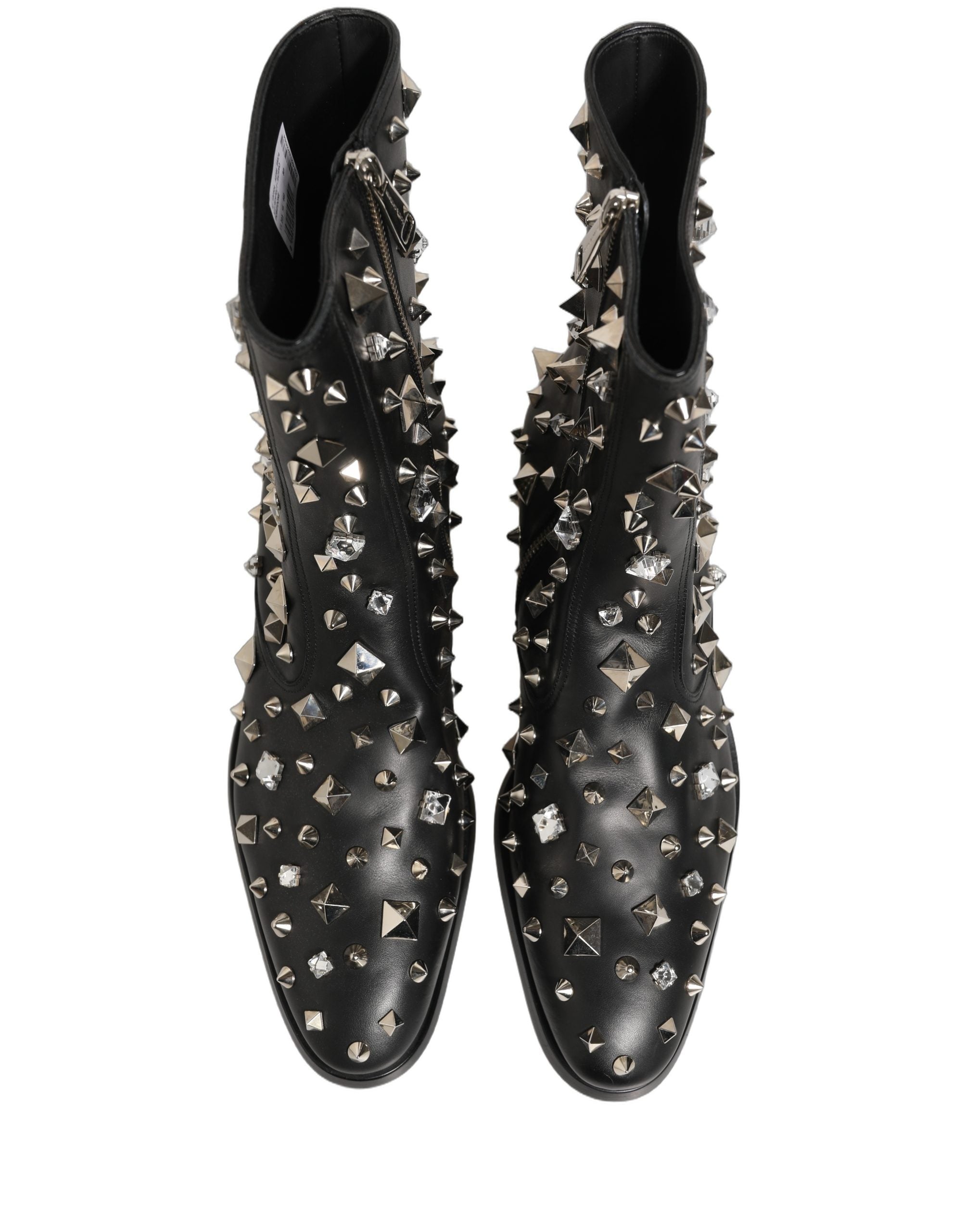 Dolce & Gabbana Black Crystal Embellished Short Boots Shoes