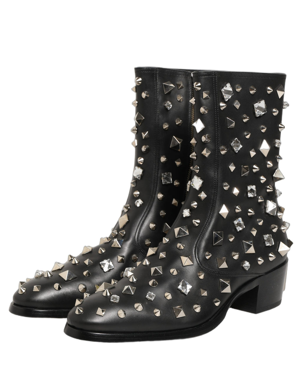 Dolce & Gabbana Black Crystal Embellished Short Boots Shoes