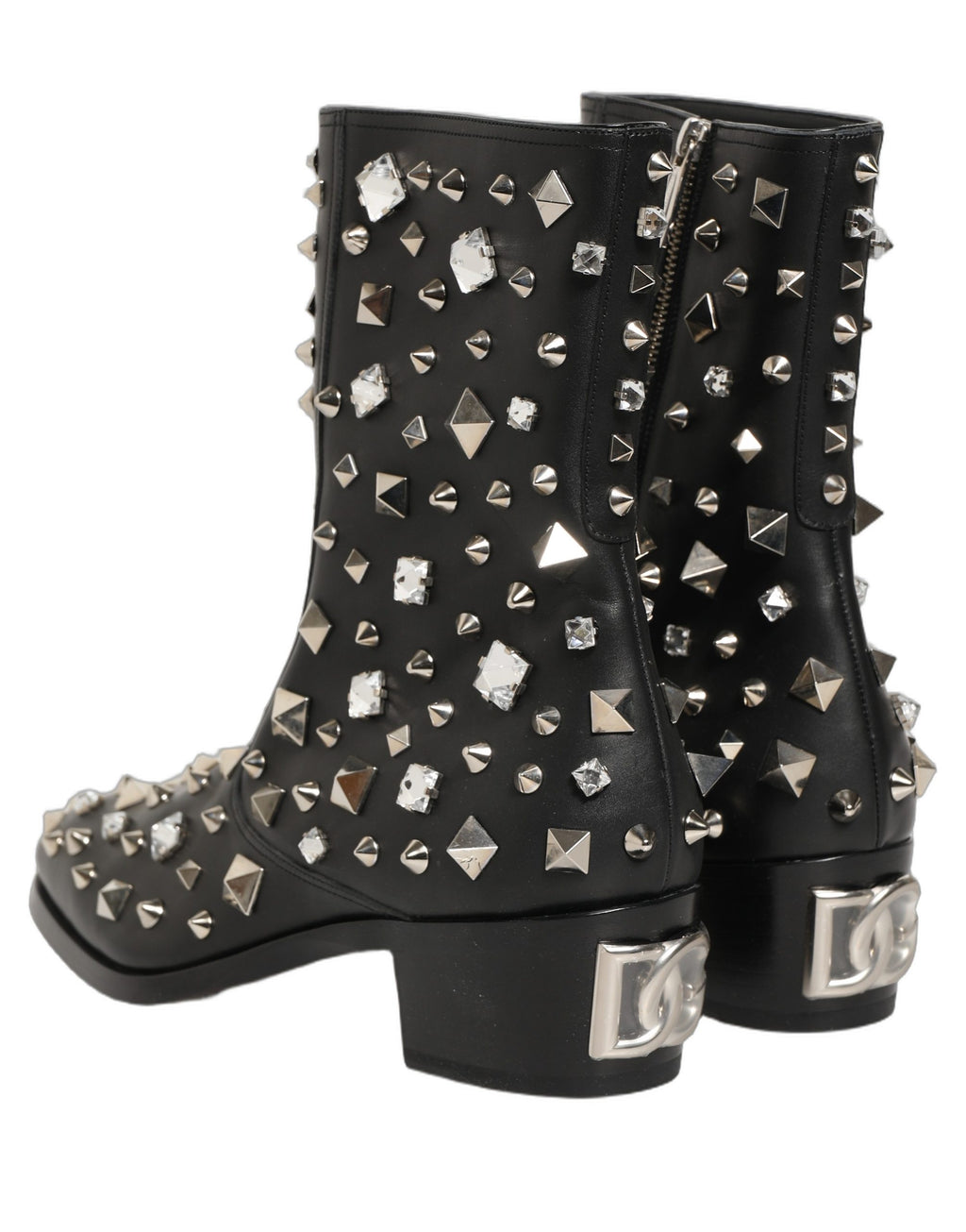 Dolce & Gabbana Black Crystal Embellished Short Boots Shoes