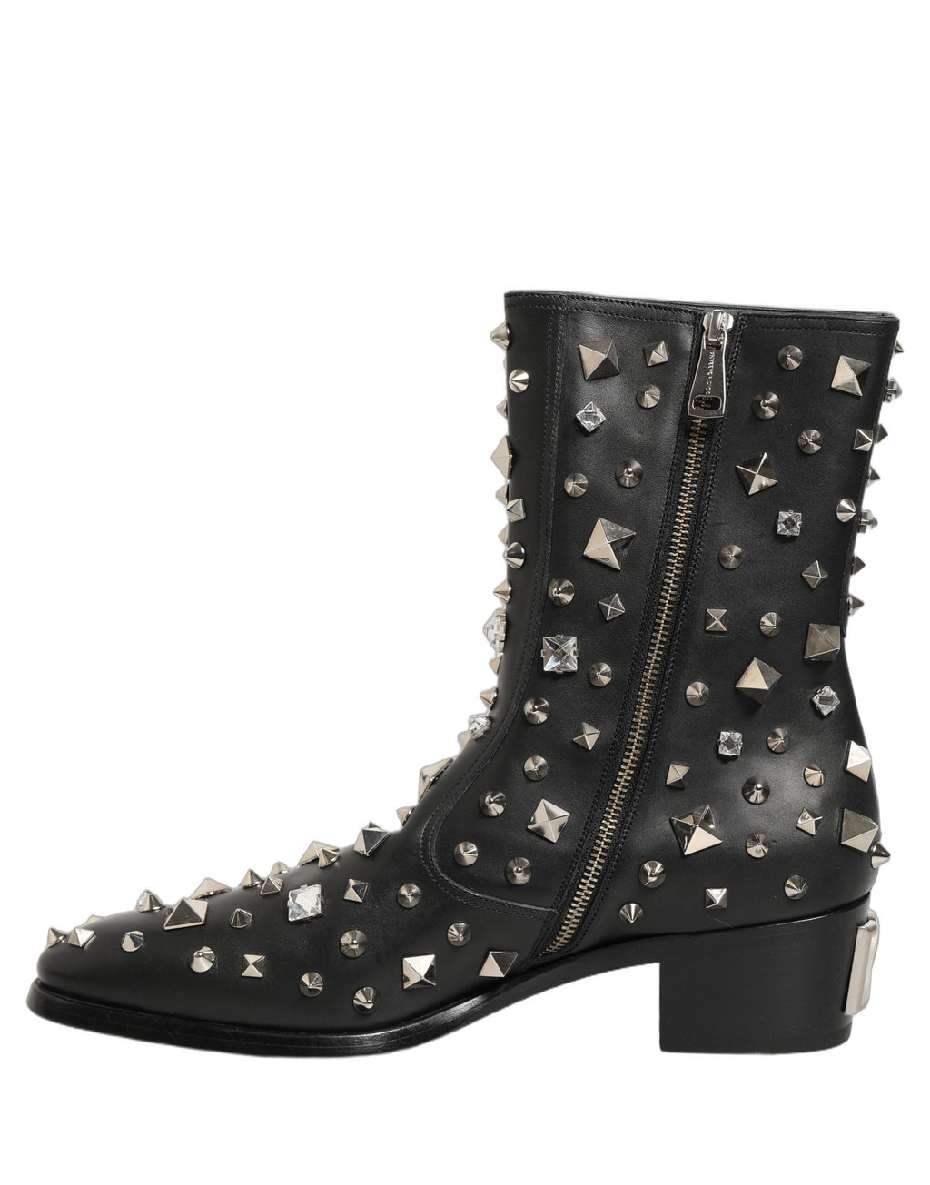 Dolce & Gabbana Black Crystal Embellished Short Boots Shoes
