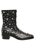 Dolce & Gabbana Black Crystal Embellished Short Boots Shoes