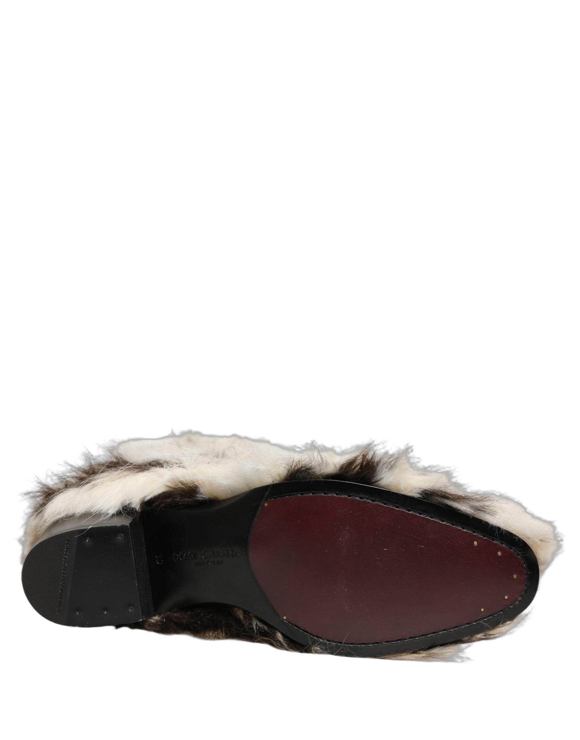 Dolce & Gabbana Multicolor Knee High Faux Fur Boots Shoes