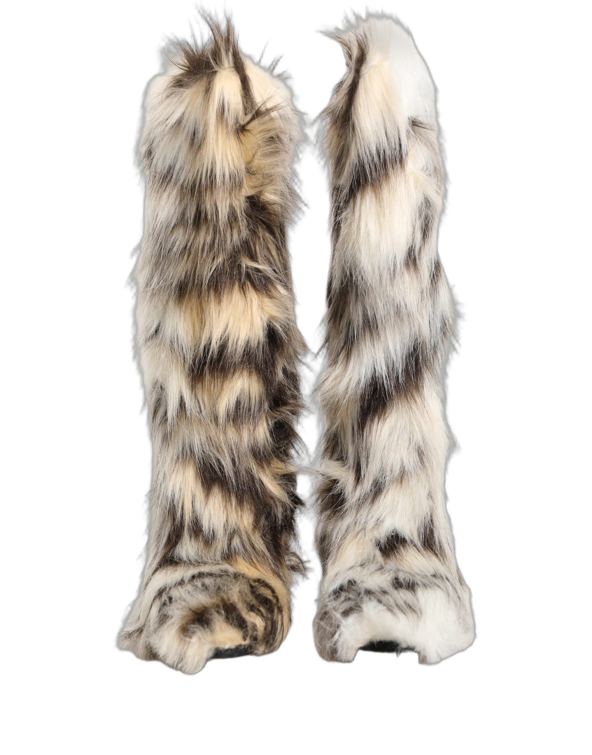 Dolce & Gabbana Multicolor Knee High Faux Fur Boots Shoes