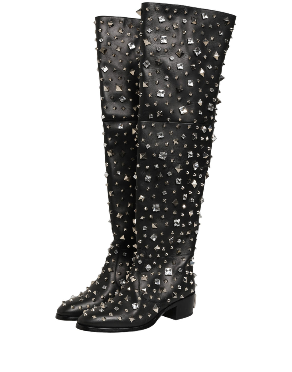 Dolce & Gabbana Black Crystal Embellished High Boots Shoes