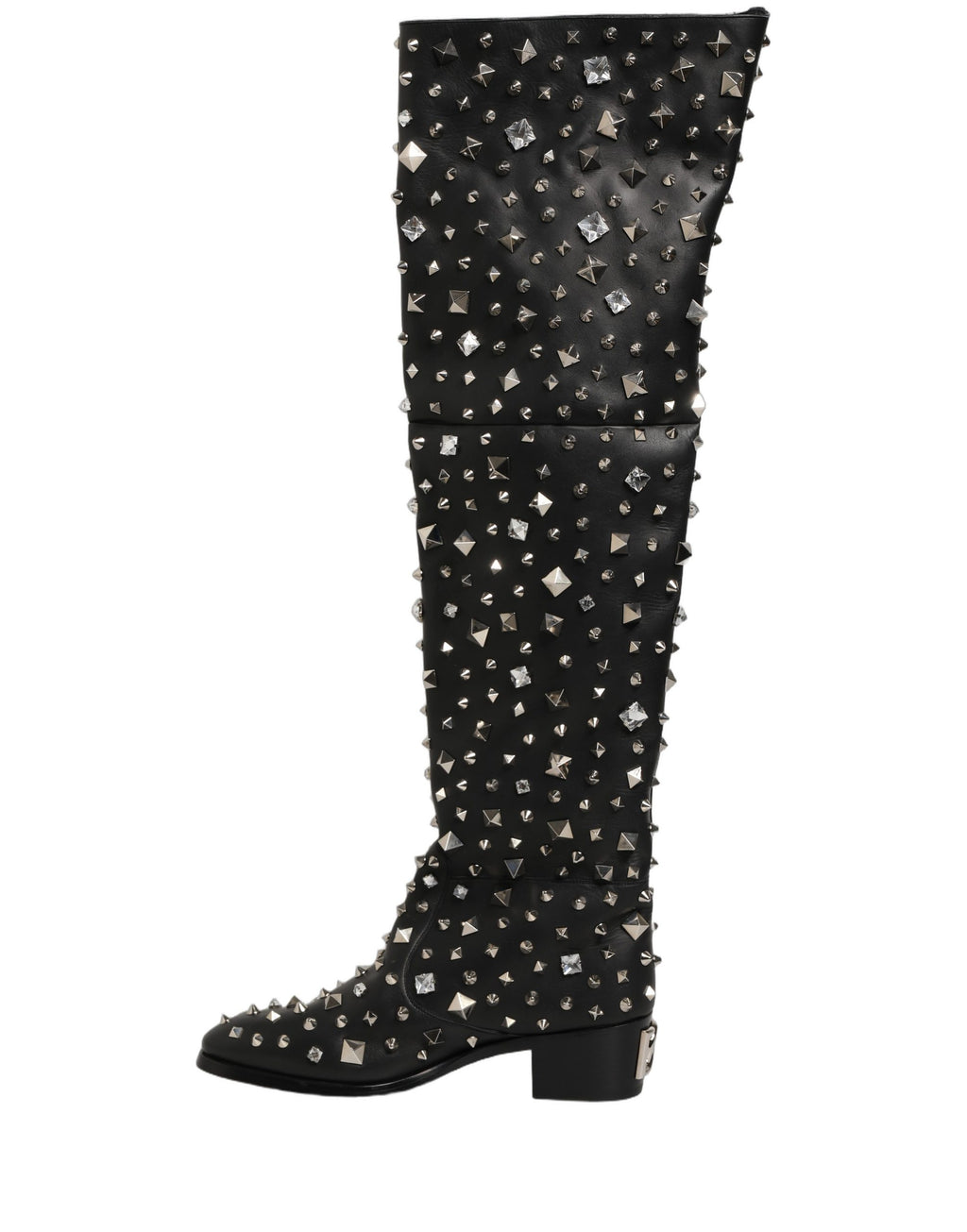 Dolce & Gabbana Black Crystal Embellished High Boots Shoes
