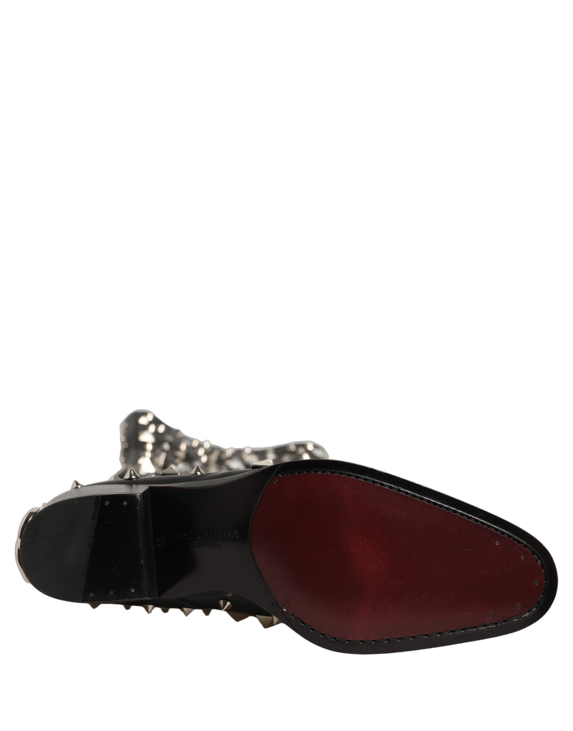 Dolce & Gabbana Black Crystal Embellished High Boots Shoes