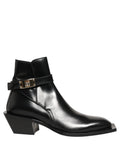 Dolce & Gabbana Black Leather DG Plaque Ankle Boots Shoes