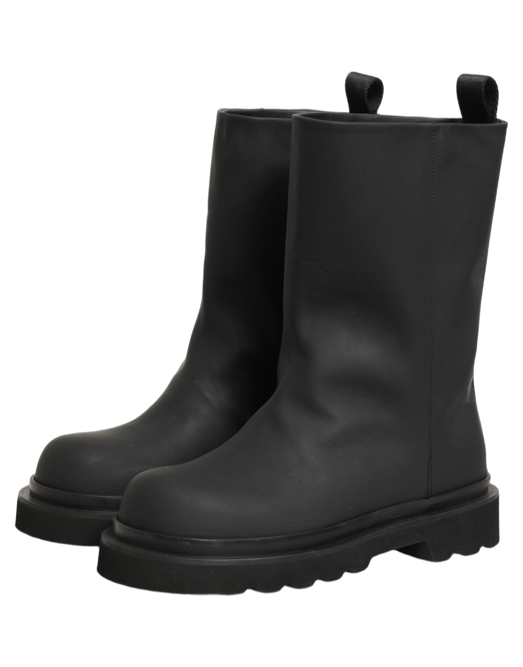 Dolce & Gabbana Black Leather Mid Calf Chunky Men Boots Shoes