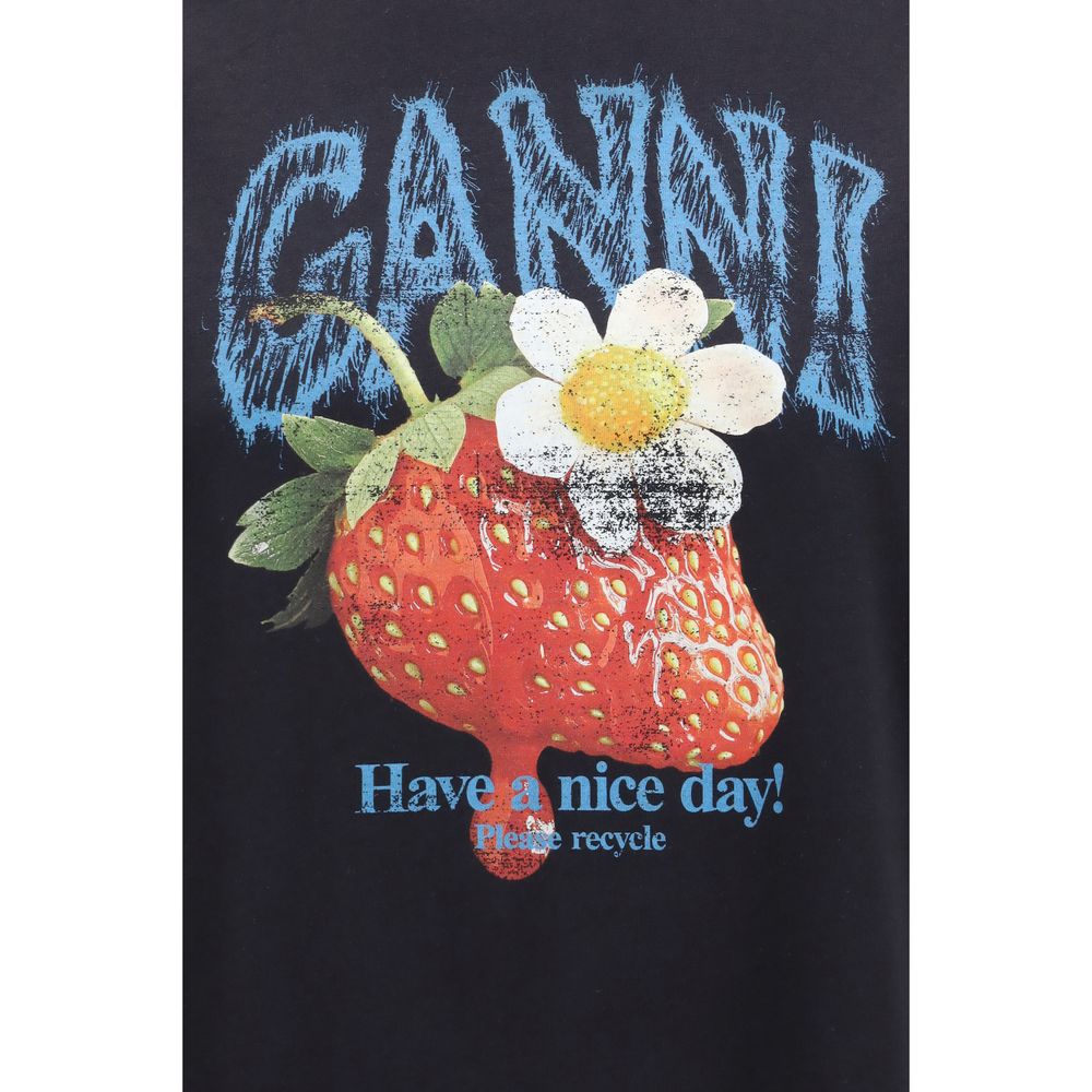 Ganni Black Cotton T-Shirt