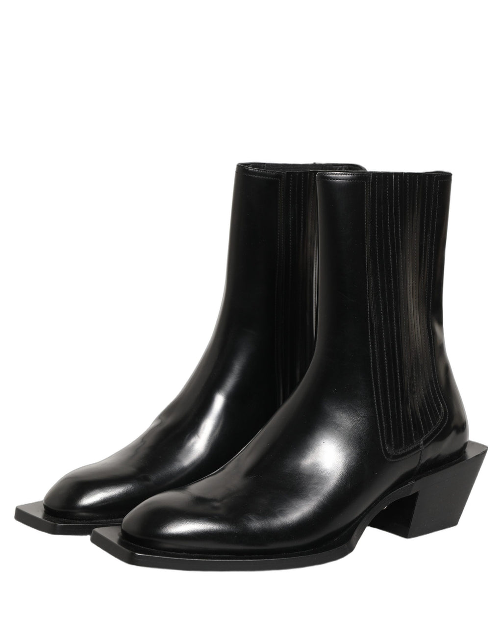 Dolce & Gabbana Black Leather Chelsea Mid Calf Boots Shoes