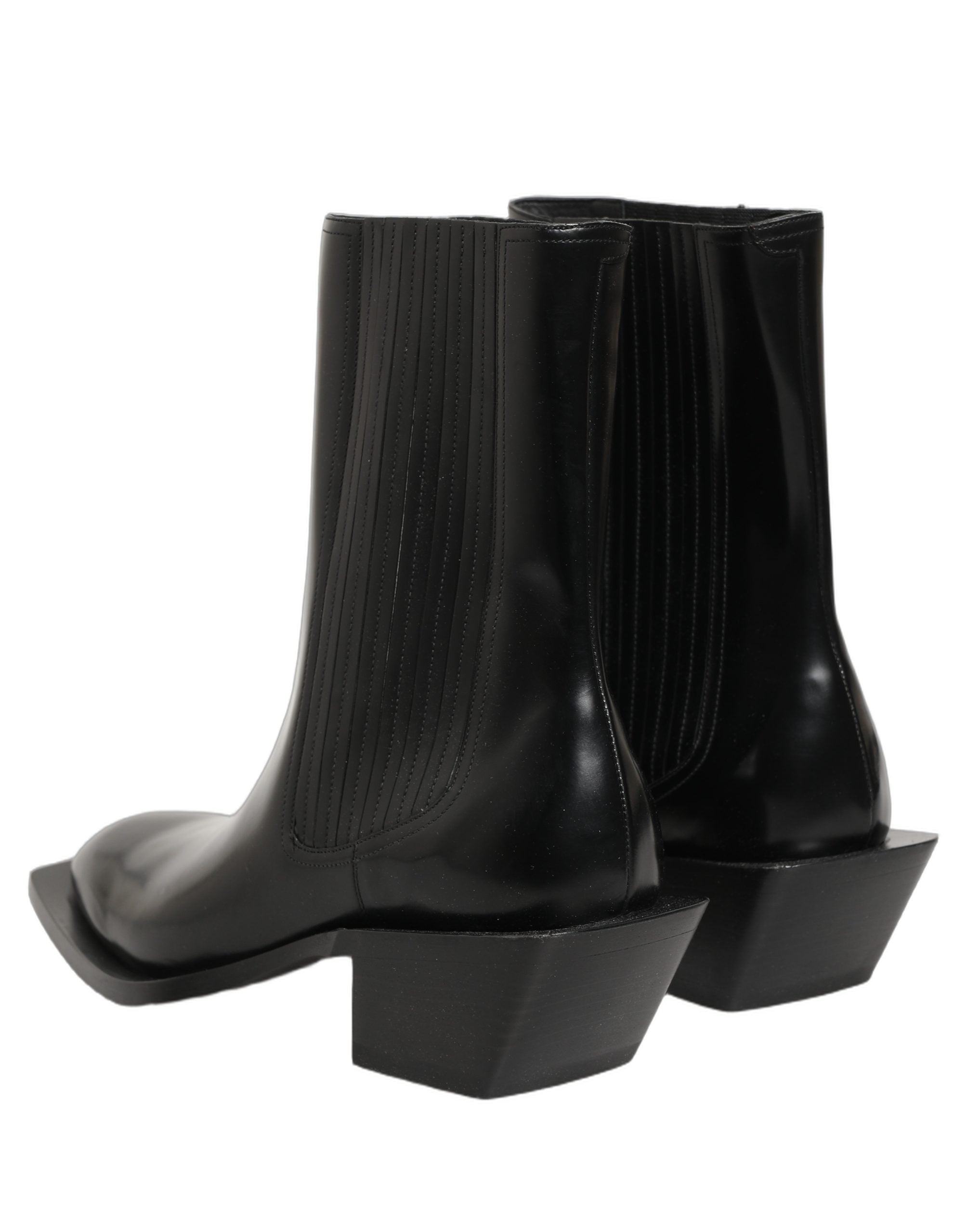 Dolce & Gabbana Black Leather Chelsea Mid Calf Boots Shoes
