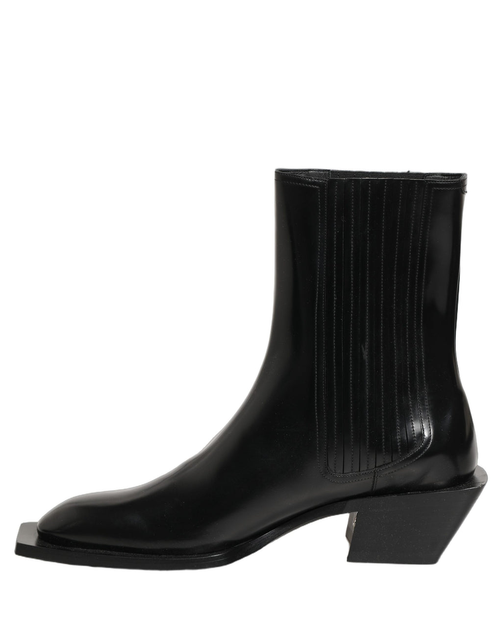 Dolce & Gabbana Black Leather Chelsea Mid Calf Boots Shoes