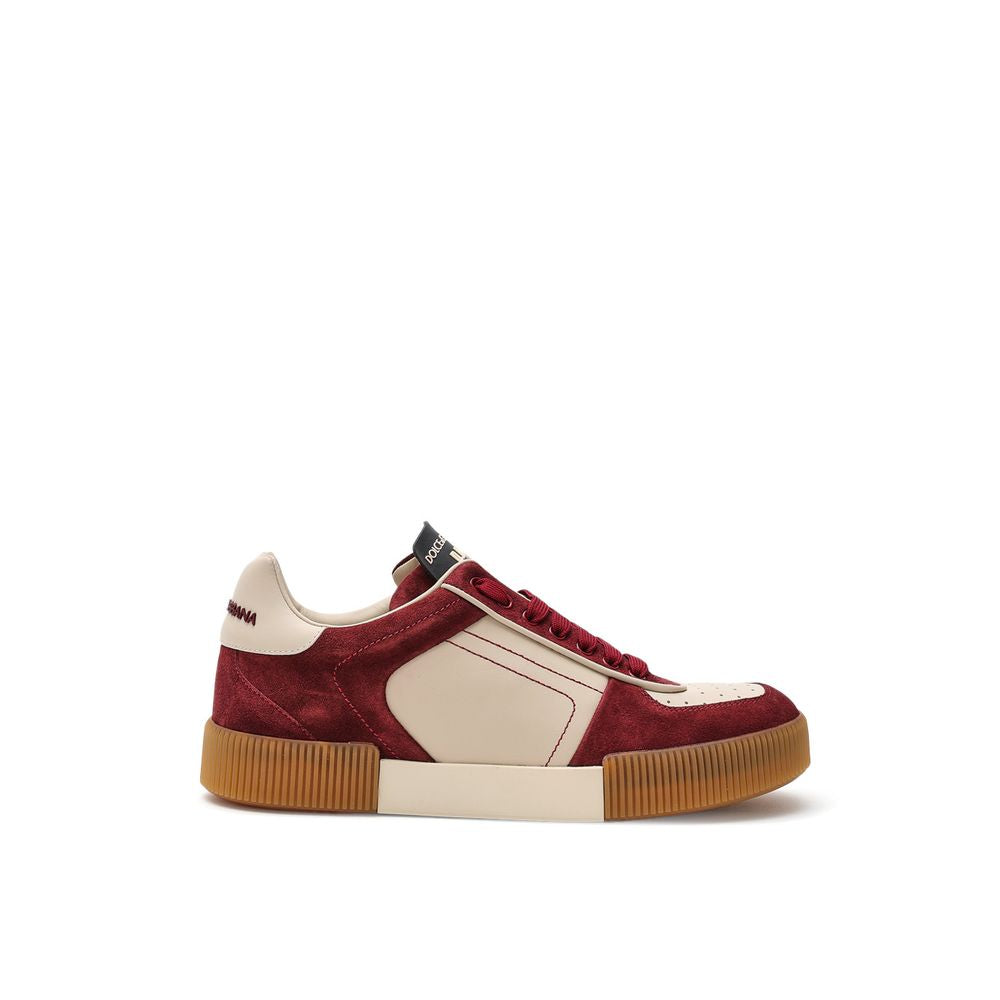 Dolce & Gabbana Bordeaux Leather Low Top Sneakers
