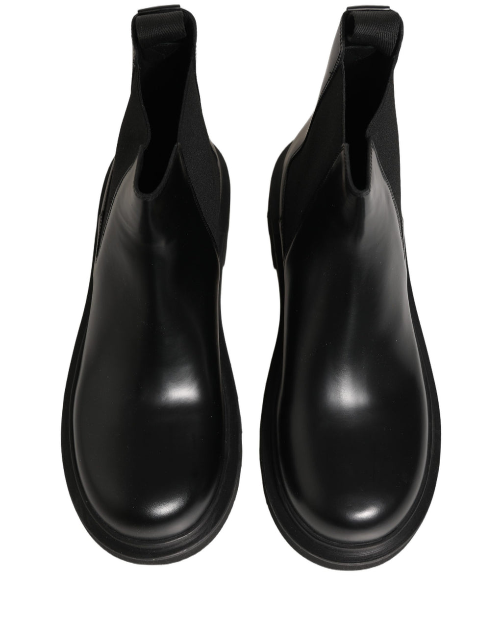 Dolce & Gabbana Black Chelsea Boots Leather Slip On Men Shoes