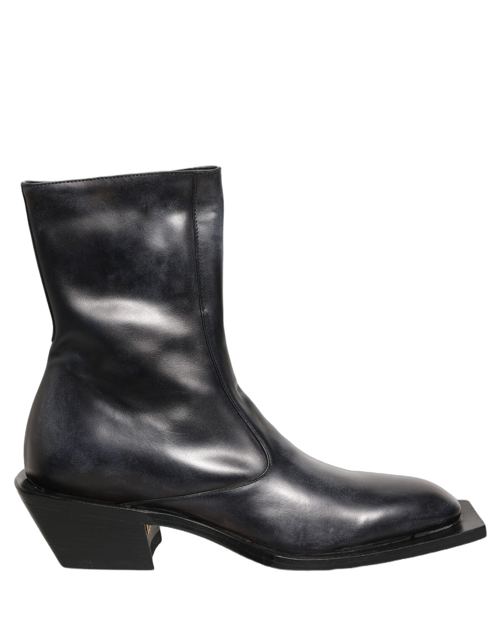 Dolce & Gabbana Black Leather Shiny Tex Mid Calf Boots Shoes