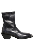 Dolce & Gabbana Black Leather Shiny Tex Mid Calf Boots Shoes