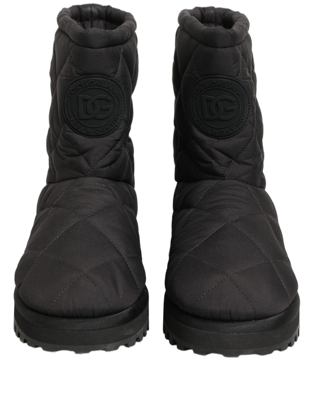 Dolce & Gabbana Black Quilted Effect Mid Calf Boots Shoes