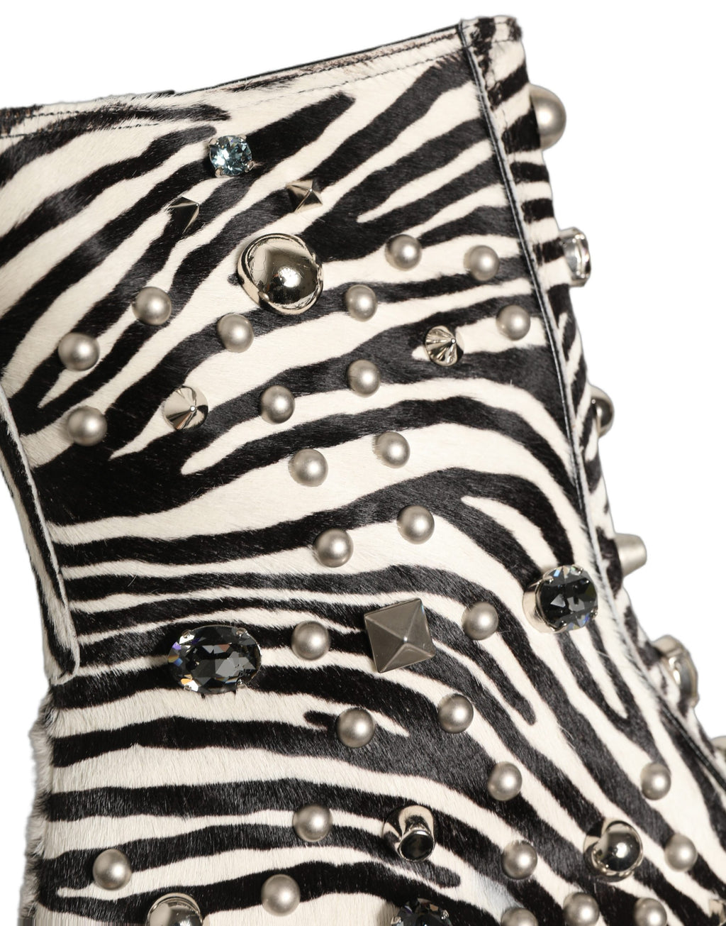 Dolce & Gabbana Black White Zebra Embellished Boots Shoes