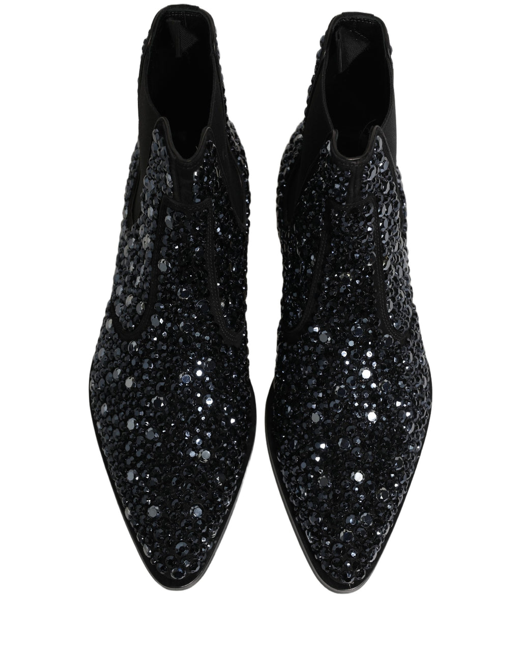 Dolce & Gabbana Black Embellished Chelsea Ankle Boots Shoes
