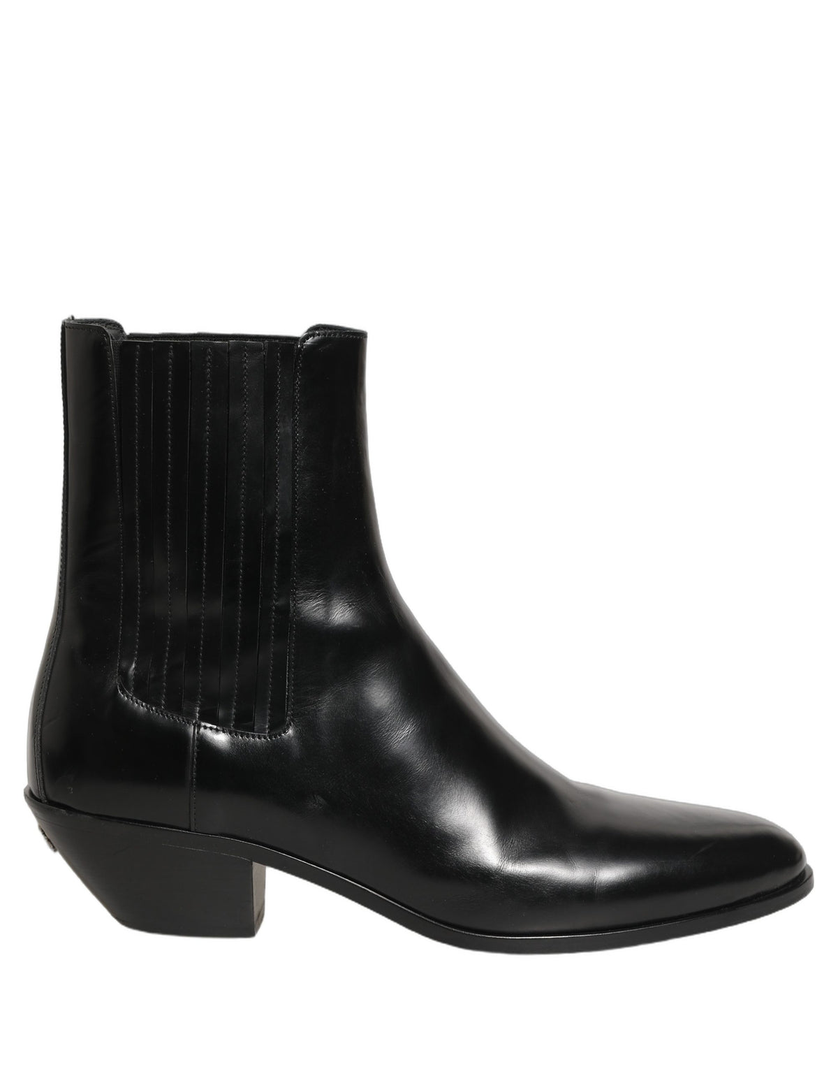 Dolce & Gabbana Black Leather Chelsea Mid Calf Boots Shoes