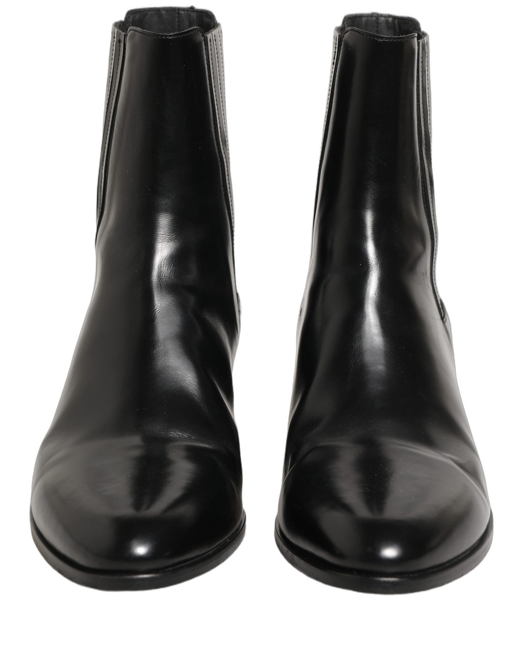 Dolce & Gabbana Black Leather Chelsea Mid Calf Boots Shoes