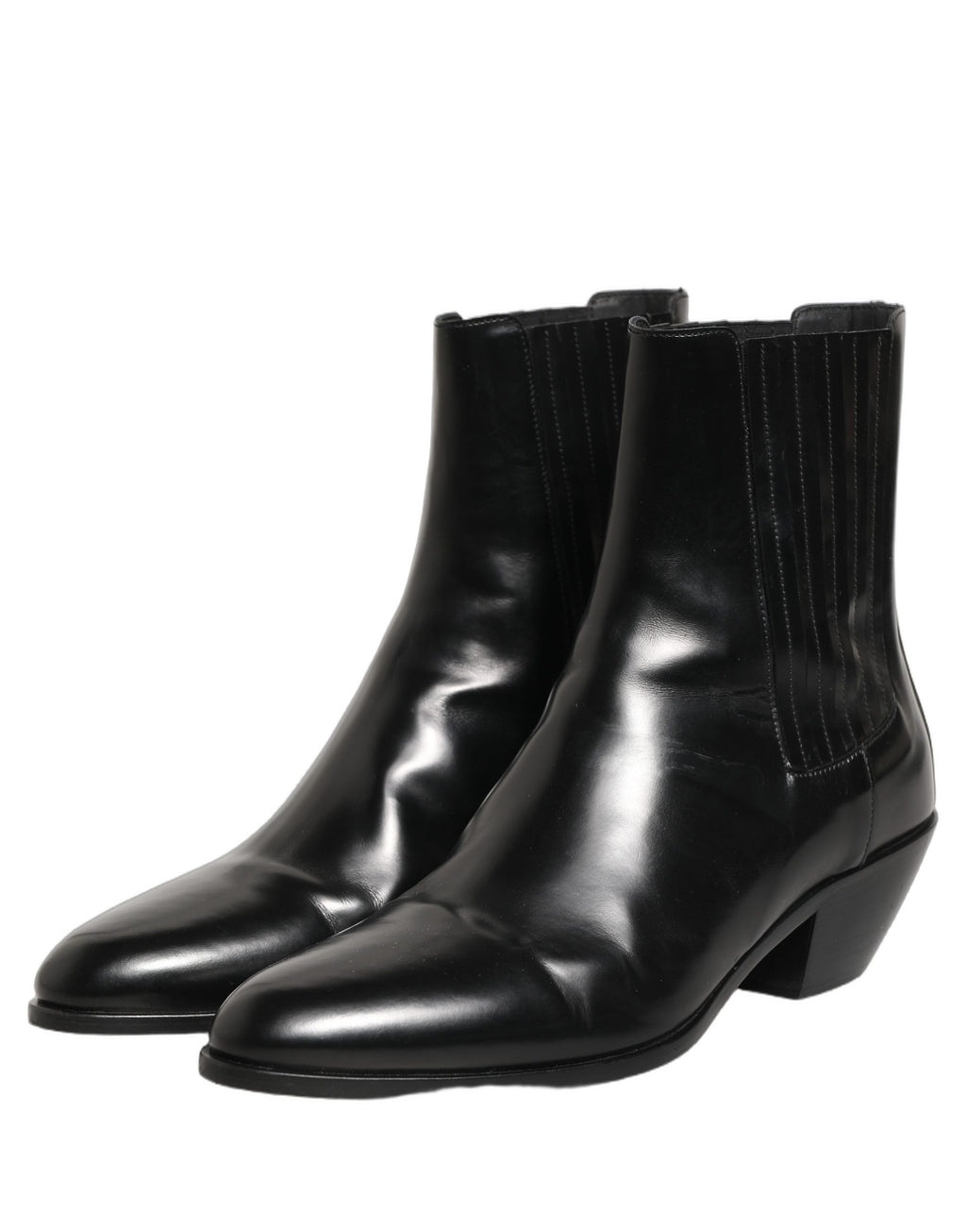 Dolce & Gabbana Black Leather Chelsea Mid Calf Boots Shoes