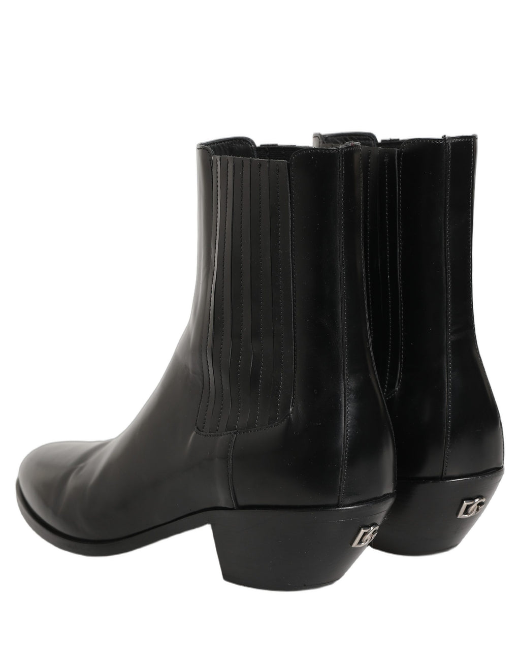 Dolce & Gabbana Black Leather Chelsea Mid Calf Boots Shoes