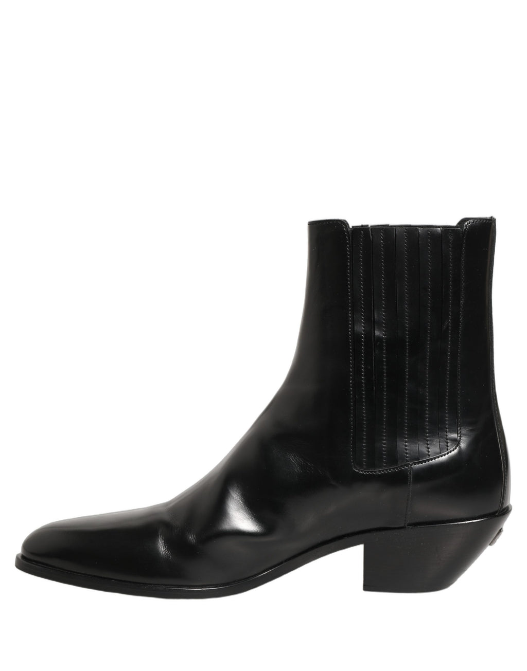 Dolce & Gabbana Black Leather Chelsea Mid Calf Boots Shoes