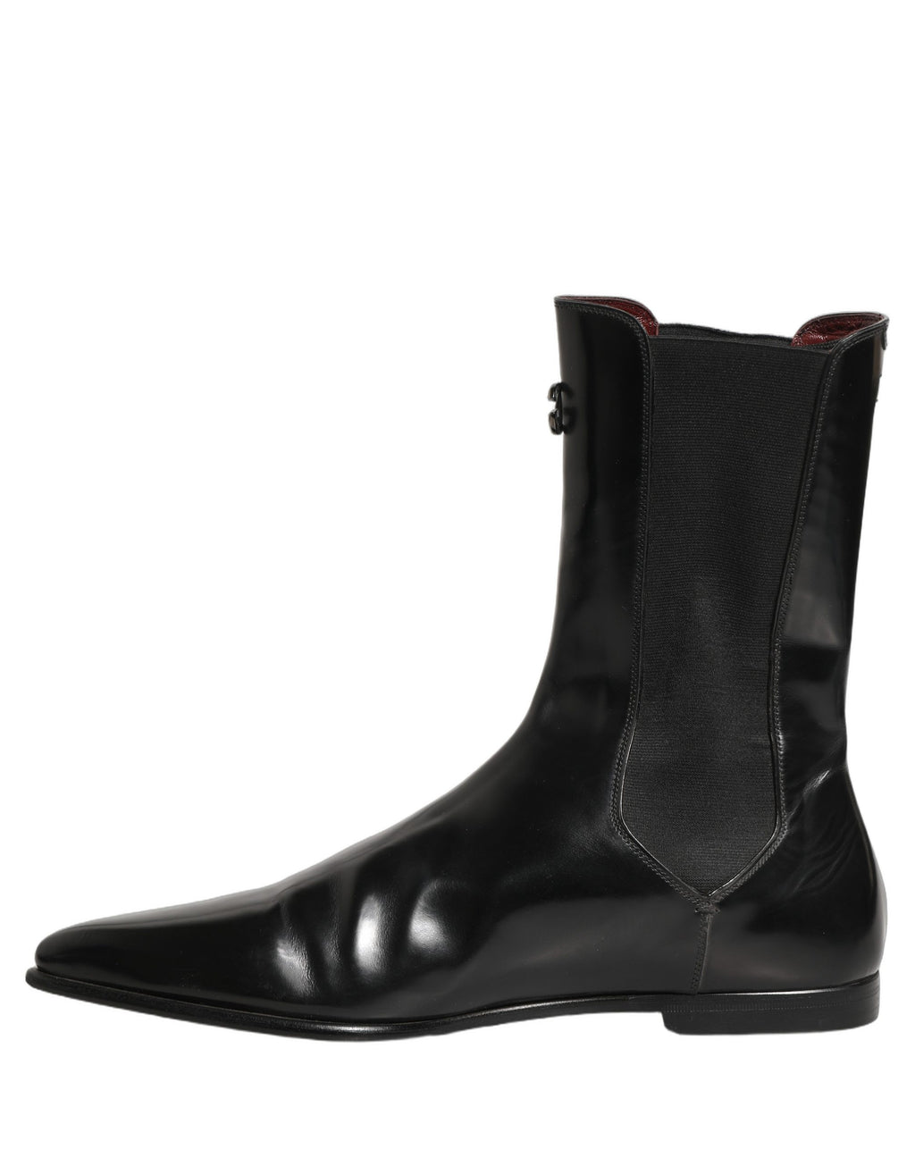 Dolce & Gabbana Black Leather Chelsea Mid Calf Boots Shoes