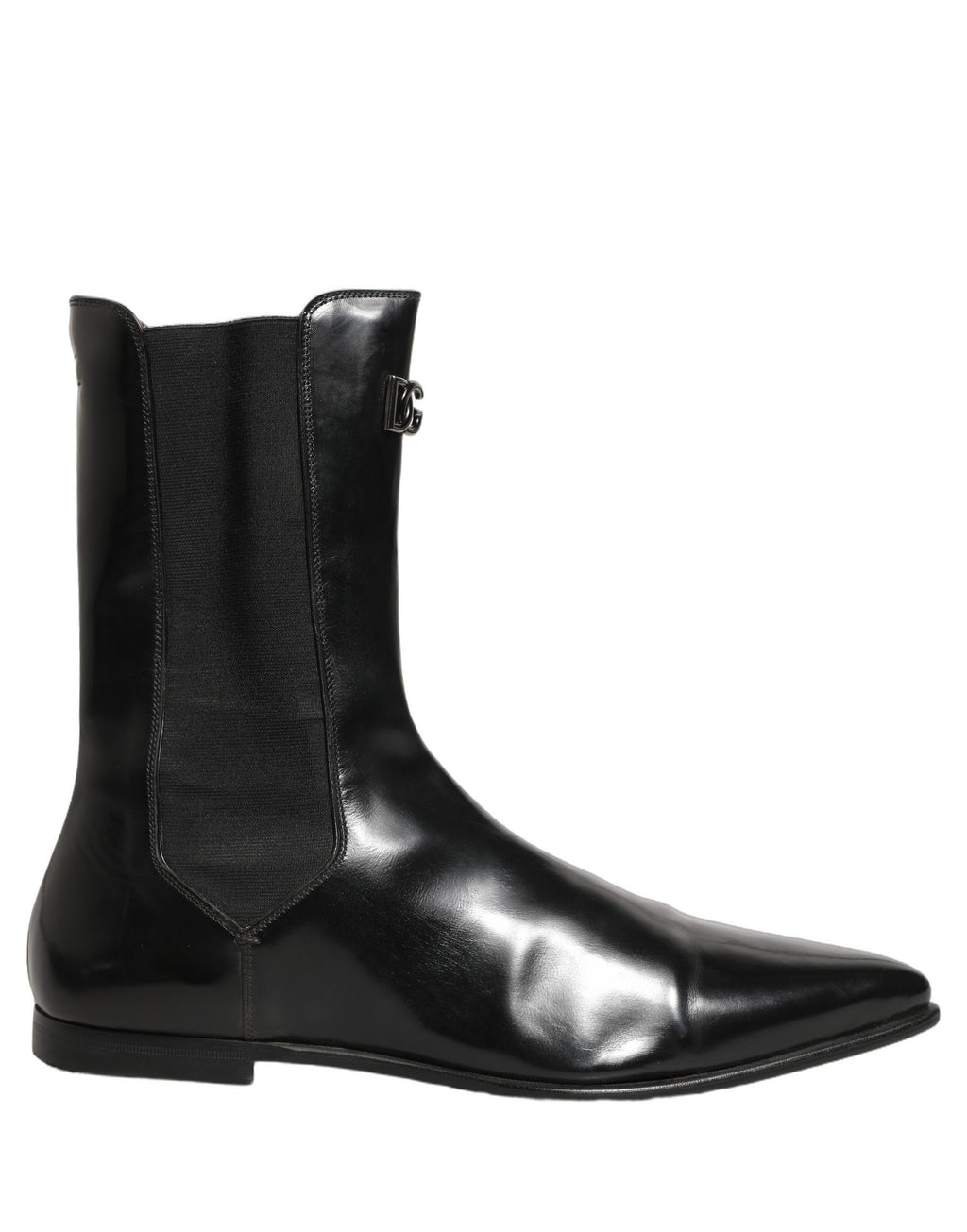 Dolce & Gabbana Black Leather Chelsea Mid Calf Boots Shoes